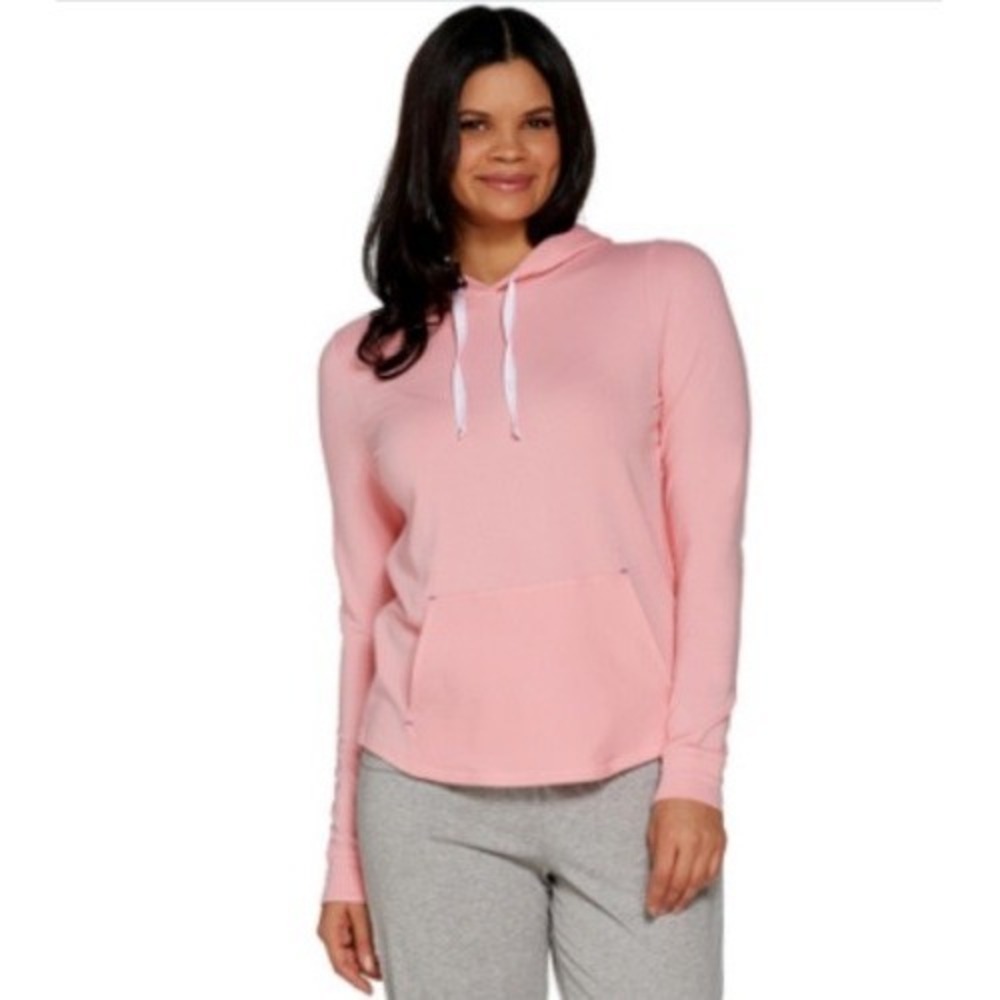 NWT Anybody SM Cozy Knit Light French Terry Hoodie Melon Pink 114093